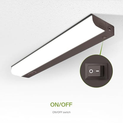 ASD LED Under Cabinet Lighting Hardwired, 18 Inch 10W 2700K-5000K Selectable, 807LM, CRI90+, Direct Wire Linkable Under Counter Lights for Kitchen, Dimmable Under Cabinet Lights, Bronze, UL Certified - color: 18 Inch Bronze, size: 1 Pack