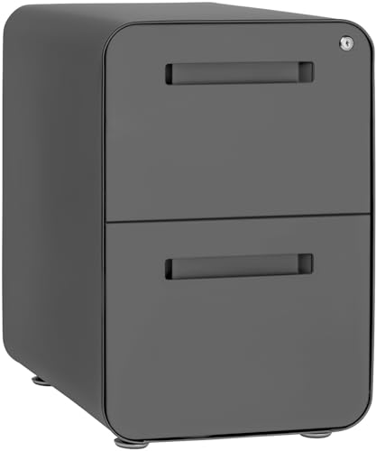 Laura Davidson Furniture Stockpile 2 Drawer Mobile File Cabinet with Lock - Under Desk Metal Filing Cabinet, Legal/Letter File Folders, Wheels and Stationary Feet, Pre-Assembled, Dark Grey - color: Dark Grey