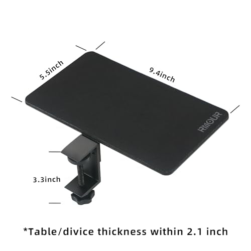 Z1 Clamp-on Mouse Tray Desk Extender, Ergonomic Mouse Platform with Mouse Pad for Laptop Stand & Table, Fits Up to 2.1'' Thick Surfaces, Space-Saving Desk Attachment for Small Spaces, Black