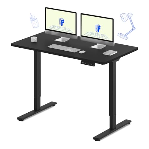 FLEXISPOT E3 Dual Motor Electric Standing Desk 55 x 28 Sit Stand Up Desk, Holds 220 lbs, Adjustable Height w/Memory Presets, One-Piece Black Desktop & Black Frame, Ships in 2 Boxes - color: Black Frame + Black Top, size: 55"x28" Whole-piece