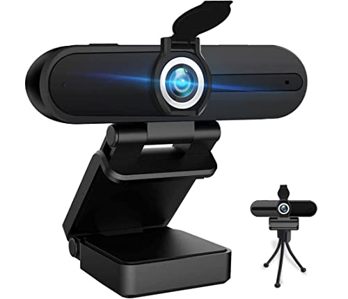 4K Webcam with Microphone, 8MP Laptop PC Desktop Computer Web Camera, USB Webcams for Video Calling Recording Streaming Video Conference, Webcam with Tripod，Privacy Shutter - color: Black 4K