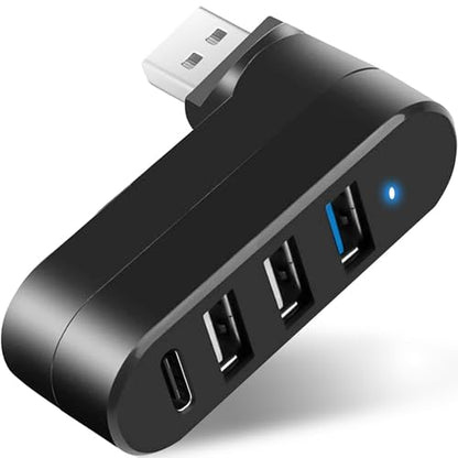 VIENON 4-Port USB 3.0 Hub [90°/180° Degree Rotatable], USB Splitter with PD-in 5W USB C Port, USB Extender for Laptop, Car, iMac, MacBook Air, MacBook Pro, and More - style: USB 3.0 Hub