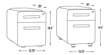 Laura Davidson Furniture STOCKPILE Mini Seated 2 Drawer Mobile File Cabinet with Removable Magnetic Cushion Seat - Short Version, Metal Filing Cabinet, Pre-Assembled, White with Grey Cushion - color: White