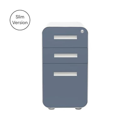 Laura Davidson Furniture Stockpile Slim 3-Drawer Mobile File Cabinet with Lock - Under Desk Metal Filing Cabinet, Legal/Letter File Folders, Wheels & Stationary Feet, Assembled, Coastal Blue Faceplate - color: Coastal Blue
