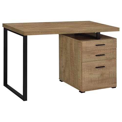 Coaster Brennan 47-Inch Rectangular 3-Drawer Desk with Storage Mango 800787 - color: Mango/Black