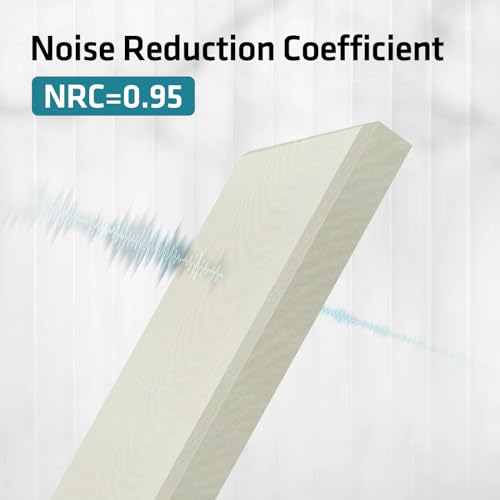 2 Pack Fiberglass Acoustic Panels 48"x12"x2" Soundproof Panels, Off White - color: Off White