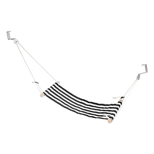 PATIKIL Foot Hammock Under Desk, Adjustable Foot Rest Sling with Hooks Portable Desk Footrest for Airplane Travel Home Office, Black White Style 1 - color: Black