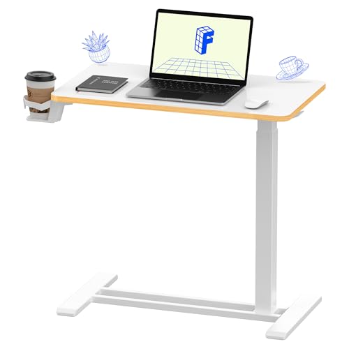 FLEXISPOT 28" Mobile Standing Desk Pneumatic Lift Computer Workstations | Computer workstation desk with hidden wheels,Laptop Rolling Cart for home office and small spaces.27.6"W x 15.7"D,White Maple - color: White+maple, size: 28x16