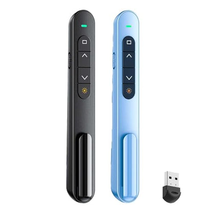 QUI 2 Pack Wireless Presenter Remote, USB, Black Blue | 2.4GHz RF Presentation Clicker with Hyperlink Volume Control, USB Presentation Remote for Mac, Laptop, Google Slides - color: Black Blue, style: USB