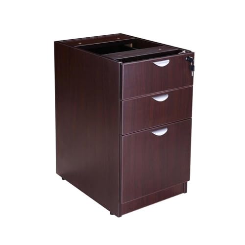 Pemberly Row L-Shaped Engineered Wood Desk, 119 x 71 x 29.5 in, Mocha Finish, File Pedestal with Locking Drawers, Scratch-Resistant Office/Home Office Desk with Reversible Return