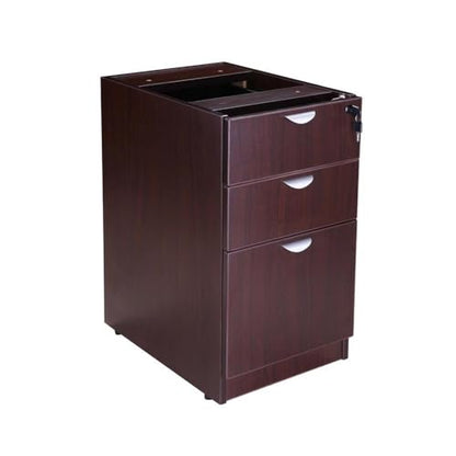 Pemberly Row L-Shaped Engineered Wood Desk, 119 x 71 x 29.5 in, Mocha Finish, File Pedestal with Locking Drawers, Scratch-Resistant Office/Home Office Desk with Reversible Return