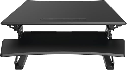 LIVEVIE Adjustable Desk Stand, Sit to Stand Workstation, Ergonomic Height Adjustable Converter, Compact & Sturdy for Home & Office, 35x22 Inches, Black