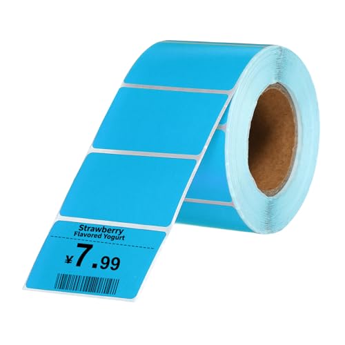 PATIKIL 800 Pcs Thermal Labels, 1.18x2 Inch Thermal Printer Labels Stickers Self Adhesive Tags Rectangle Paper Roll Small for Printer Shipping Label Mailing UPS Barcode Address, Blue - color: Blue, size: 30x50mm