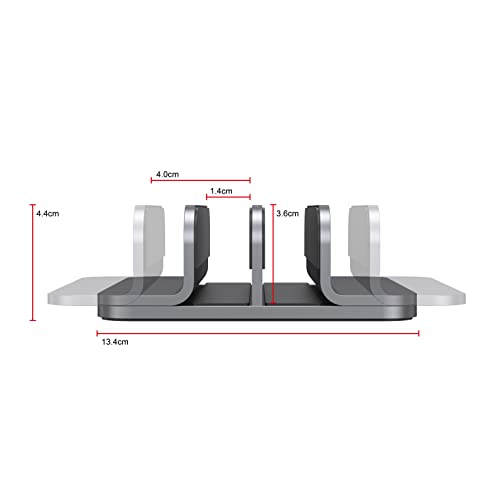 JOKItech Dual Aluminum Vertical Laptop Stand Organizer, Sturdy Notebook Computer Holder Stand Compatible with New Liquid Retina XDR Apple MacBook Air/Pro/Neo, Mac mini, Apple TV & iPad Pro - Spacegray - color: SpaceGrey