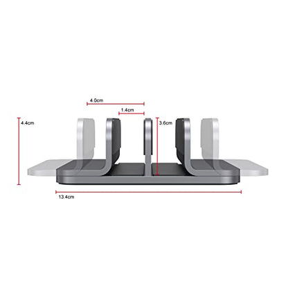 JOKItech Dual Aluminum Vertical Laptop Stand Organizer, Sturdy Notebook Computer Holder Stand Compatible with New Liquid Retina XDR Apple MacBook Air/Pro/Neo, Mac mini, Apple TV & iPad Pro - Spacegray - color: SpaceGrey