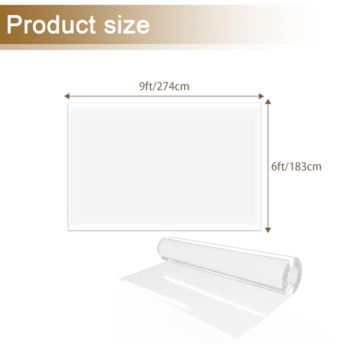 6 x 9 ft Clear Area Rug, 60 mil Plastic Floor Mat, Waterproof Transparent Vinyl Runner - color: Clear, size: 6x9ft