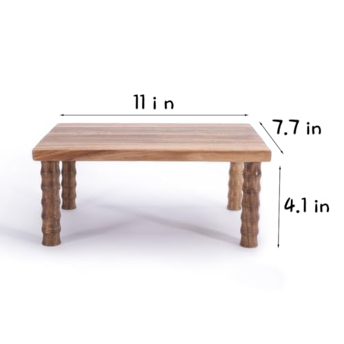 Kitchen Counter Shelf Wooden Cabinet and Desktop Counter Riser | Acacia Wood Small Coffee Station Organizer Countertop Display Stand Shelf for Top of Desk Home Office Bathroom
