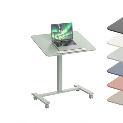 TopJob ANYDESK FOLD Mobile Standing Desk, Portable with Lockable Wheels, Foldable Stand Desk, Rolling Computer Workstations, Used for Home, Couch Side Table, Bedside Table in Bed Room Kitchen - color: Mint
