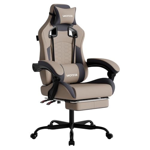 Gaming Chair with Massage,Ergonomic PC Gaming Chair with Footrest Comfortable Headrest and Lumbar Support, High Back, 300LBS (Grey) - color: Technobeige(type-b)