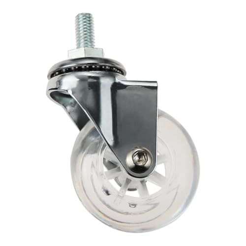 Castor Wheels 2-inch 8 * 15 Screw Brake Transparent Wheel Screw Threaded Stem Casters Office Chair Caster Wheel Clear Swivel Casters with Brake for Sofa Chair Cabinet Casters Wheels,Stem Casters