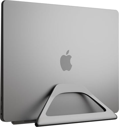 Elestoria Aluminum Vertical Laptop Stand with Gravity Auto-Lock – Adjustable Laptop Holder Vertical fits MacBook Pro/Air, Chromebook & Gaming Laptops up to 17.3" – Space-Saving Desktop Dock - Grey - color: Grey