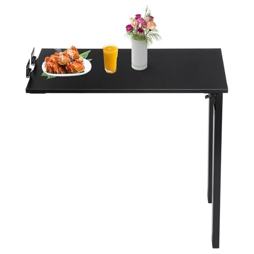 Folding Table Folding Dining Table with 132 Lbs Load Capacity & Spacious Desktop(29.5*15.7 In) Tall Fold Down Dining Desk Wall Mounted Foldable Desk for Study Rooms, Home Offices, Lounges(Black) - color: Black