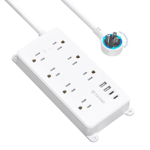 TROND Surge Protector Power Strip with 360° Rotating Plug, 5ft, White - color: White, size: 5ft, style: 7 Outlets - with Rotating Plug