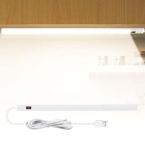 Hand Wave Sensor LED Light Bar 11.81 Inch Under Cabinet Lighting USB Powered Dimmable LED Strip Light 6000K Cool White Super Slim Under Counter Lamps for Kitchen Wardrobe Closet Shelf & Work Table - color: Cool White, size: 11.81 Inch/30CM