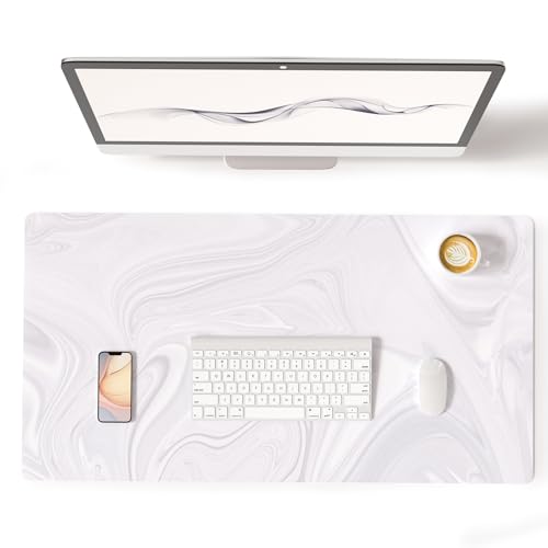 Colorful Star White Marble Waterproof Office Desk Mat, 31.5" x 15.7" - color: White Marble, size: 31.5" x 15.7"