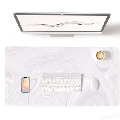 Colorful Star White Marble Waterproof Office Desk Mat, 31.5" x 15.7" - color: White Marble, size: 31.5" x 15.7"