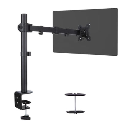 Single Monitor Arm Mount for 13-32 Inch Screen Up to 22lbs | Ultrawide Screens Up to 38 Inch Fully Adjustable Stand with C-Clamp/Grommet Base Tilt Rotation Max VESA 100x100 - size: Single for 13"-32"