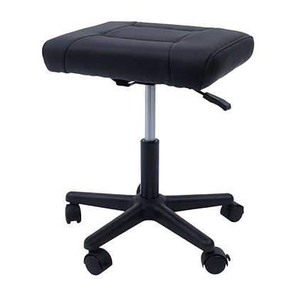 Adjustable Height Office Footrest with Wheels 360 Rolling Multi-Use Stool for Gaming Home Office, Black