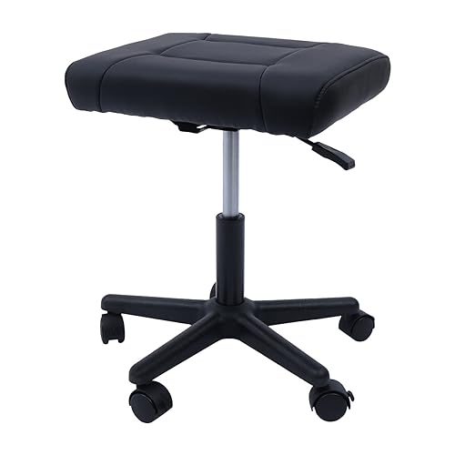 Adjustable Height Office Footrest with Wheels 360 Rolling Multi-Use Stool for Gaming Home Office, Black