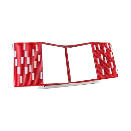 Tarifold Desktop Reference Display System, 50 Pockets, Expandable, Red | 50 Double-Sided PVC Pockets, Holds 100 Letter-Size Sheets, Sturdy Metal Base, Quick-Find Indexing, Quick and Easy to Assemble - color: Red, size: 50 Pockets
