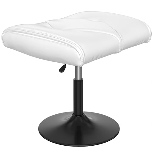 VECELO Foot Rest Under Desk Ottoman, PU Height Adjustable Footrest with Comfort Padding, Leg Rest for Desk for Relieving Leg Pain, Stiffness, and etc, White - color: White