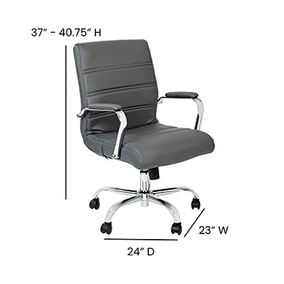 Flash Furniture Mid-Back LeatherSoft Executive Office Chair, Gray/Chrome - color: Gray/Chrome Frame
