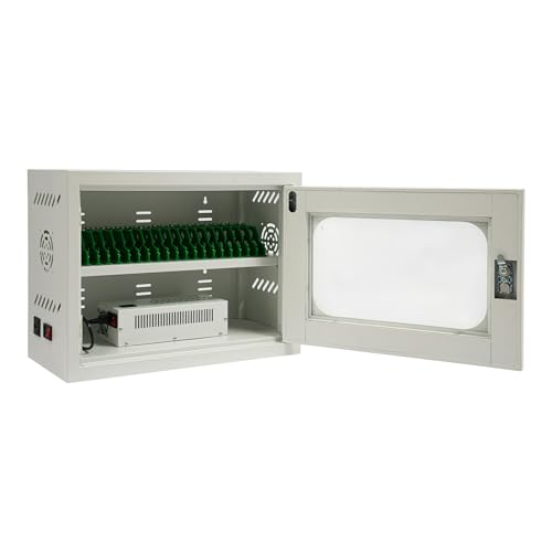 20-Device Cell Phone Charging Cabinet, Lockable Steel Charging Station - color: White, size: 20-Device