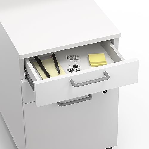 Staples Essentials 3-Drawer Vertical File Cabinet, Letter & Legal Size Documents, Lockable & Mobile, 21.3" D x 15.6" W x 24.3" H, White - size: 1 Pack, style: White