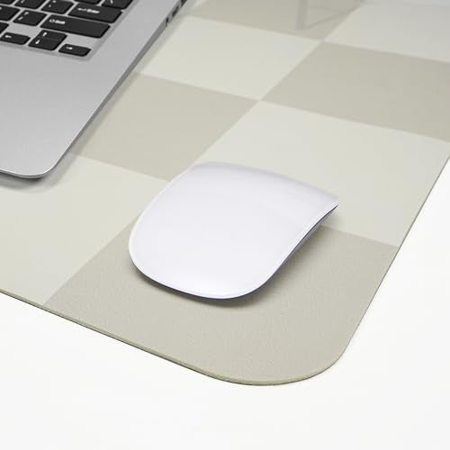 AFIING Leather Desk Mat, 31.5"x12", White Grey | Non-Slip Rubber Base, Easy Clean Surface, Desk Protection, Office & Home - color: Whitegray