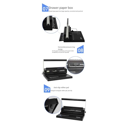 Iron Ring Binding Machine 34 Hole Loose Leaf Iron Ring Punching Machine Double Coil Manual Wire Binding Machine,Easy and Safe to Use