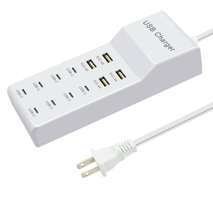 USB Charger Block, 12-Port Charging Station (4 USB-A 8 USB-C)