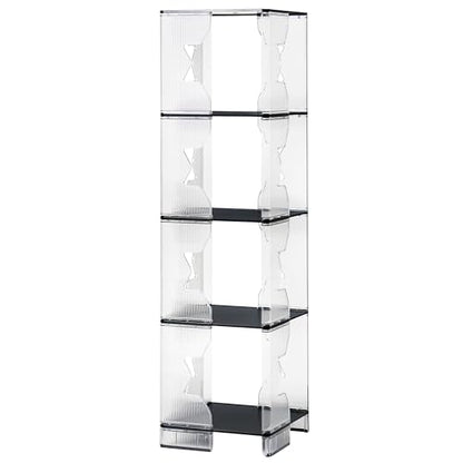 Bookcase, 4-Cube Bookshelf Storage Organizer for Home | Plastic Organizer Unit with 4 Black Shelves, Freestanding Display Rack for Bedroom, Dorm, Apartment