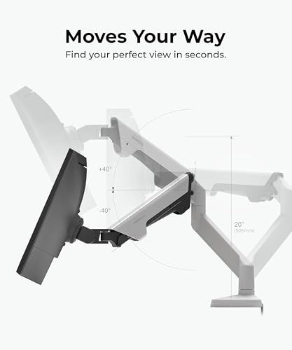Modernsolid Heavy Duty Monitor Arm for 34-49 Inch Ultrawide Curved Screens | 14-38 lb Support,Gas Spring Full Motion,Cable Management,VESA 75x75/100x100,Red Dot Award-Winning Design,White - color: White