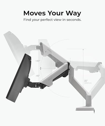 Modernsolid Heavy Duty Monitor Arm for 34-49 Inch Ultrawide Curved Screens | 14-38 lb Support,Gas Spring Full Motion,Cable Management,VESA 75x75/100x100,Red Dot Award-Winning Design,White - color: White