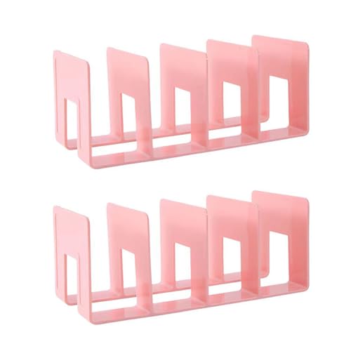 2PCS Acrylic File Organizer for Desk, Desktop Document/Mail Organizer, 4 Compartments Plastics Invisible Bookshelf Floating (12.5" x 5.7" x 5", Pink) - color: Pink