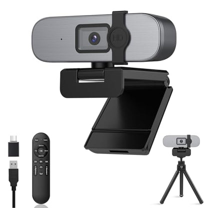 YQE 4K Webcam with Tripod, UHD Web Cam with Microphone, PDAF Autofocus Webcam with Remote Control, Privacy Cover, USB Type-A & A-to-C Adapter Computer Camera for Calling, Zoom/Teams/Facetime/Switch 2