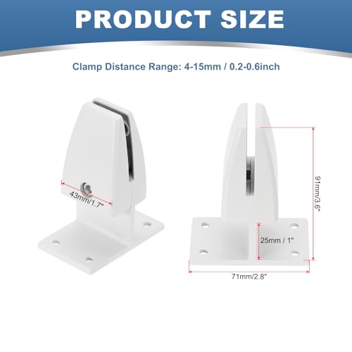 PATIKIL 2.8x1.7x3.6" Desk Divider Support Clamp, 8 Pcs Aluminum Desk Shield Clamp Desk Divider Partition Clamp Sneeze Guard Clamp Bracket for Office Home Desk Panel, Matte White - color: Matte White