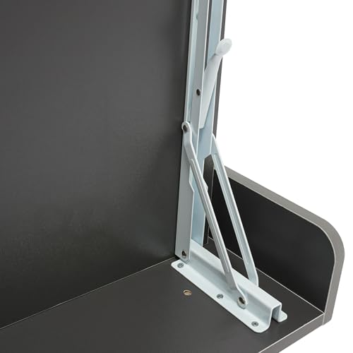 Floating Desk, 24" Wall Mounted Folding Desk with Bookshelf Folding Wall Desks Space Saving Workstation with Storage Shelves for Home Office Bedroom Study Room Small Space - color: Grey