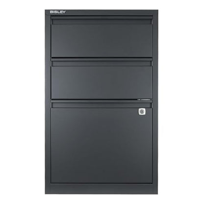 Bisley 3-Drawer Flush Front Vertical File Cabinet - Anthracite Grey - color: Anthracite Grey, size: 3 Drawer