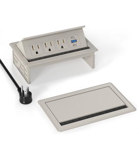 Recessed Conference Table Power Hub with 20W USB-C PD Fast Charging, Flush Mounted for Desks, Kitchens & RVs, 6FT Power Cord (Golden) - color: Golden
